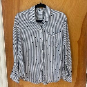 Rails Navy and White Striped Shirt with Star Accents
